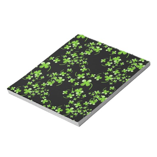 シャムロかわいらしックパターン、黒のアクセサリーに緑 ノートパッド (回転)