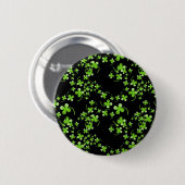 シャムロかわいらしックパターン、黒のアクセサリーに緑 缶バッジ (正面&裏面)