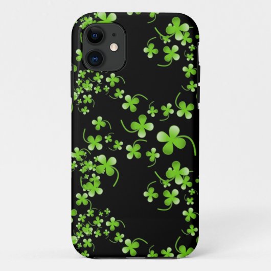 シャムロかわいらしックパターン、黒のアクセサリーに緑 Case-Mate iPhoneケース (裏面)