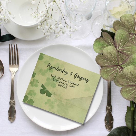 シャムロエレガントッククローバーアイリッシュケルト一枚写真 オールインワン招待状