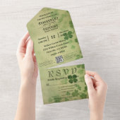 シャムロエレガントッククローバーアイリッシュケルトQRコード オールインワン招待状 (貼ってはがせる)