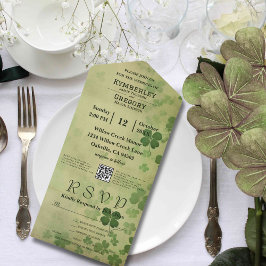 シャムロエレガントッククローバーアイリッシュケルトQRコード オールインワン招待状