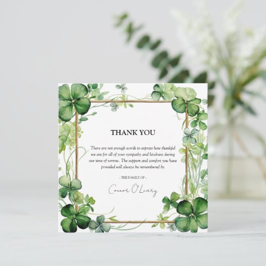 シャムロエレガントッククローバー悔やみや弔慰 サンキューカード (スタンド正面)