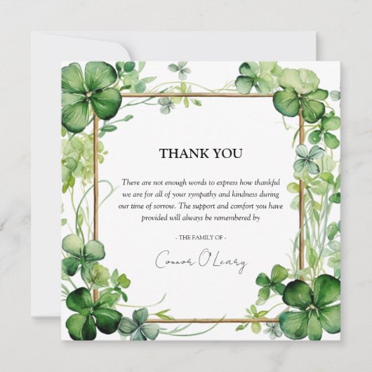 シャムロエレガントッククローバー悔やみや弔慰 サンキューカード (正面)