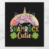 シャムロックかわいこちゃんユニコーンレインボーSt patricks day ワインラベル (シングルラベル)
