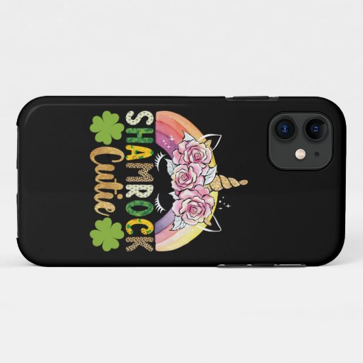 シャムロックかわいこちゃんユニコーンレインボーSt patricks day Case-Mate iPhoneケース (裏面(横))