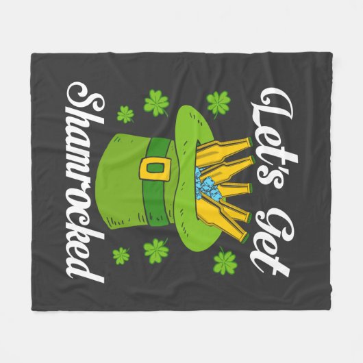 シャムロックされようSt patricks day フリースブランケット (正面(横))
