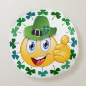 シャムロックとかわいいアイルランドの絵文字 ラウンドクッション (裏面)