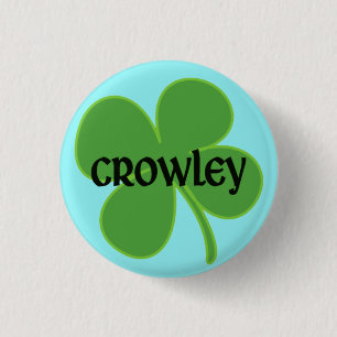 シャムロックとのティール(緑がかった色)のCrowley Pin 缶バッジ