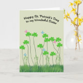シャムロックとの姉妹のための聖パトリックの日のカード カード (黄色い花)