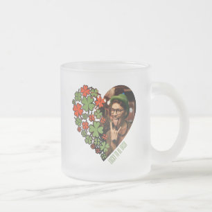 シャムロックとアイルランドのフォトカップになる幸運のハート フロストグラスマグカップ