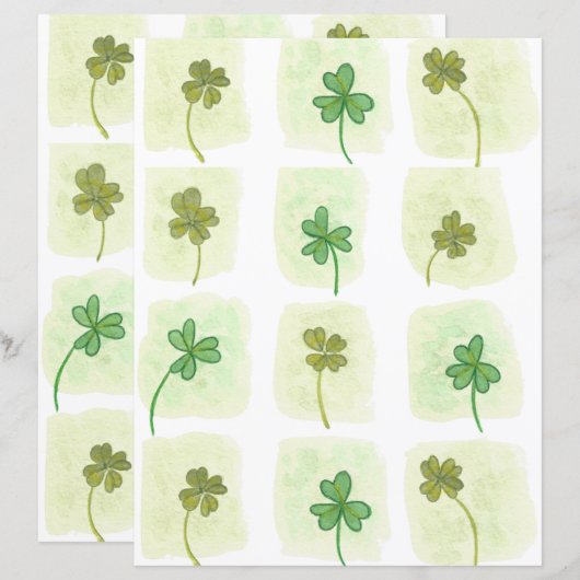 シャムロックとクローバースクラップブックのパッチワーク紙 (正面/裏面)