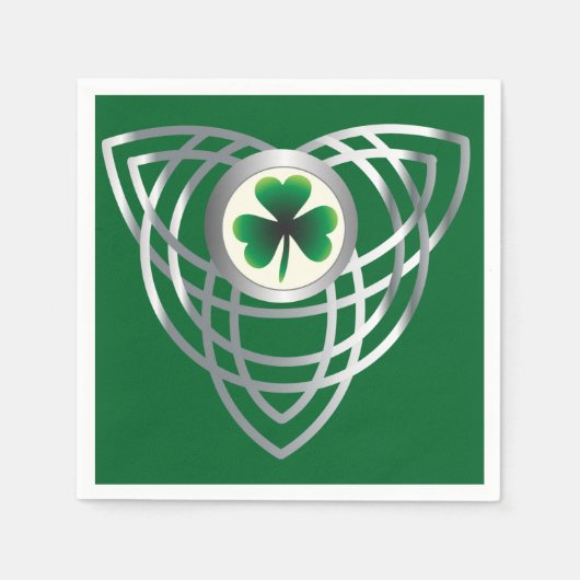 シャムロックとケルト結び目模様 スタンダードカクテルナプキン (正面)