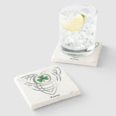 シャムロックとケルト結び目模様 ストーンコースター (横)