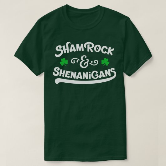 シャムロックとシェナニガン男性へSt patricks dayW Tシャツ (デザイン正面)