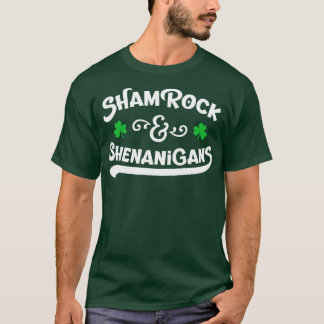 シャムロックとシェナニガン男性へSt patricks dayW Tシャツ