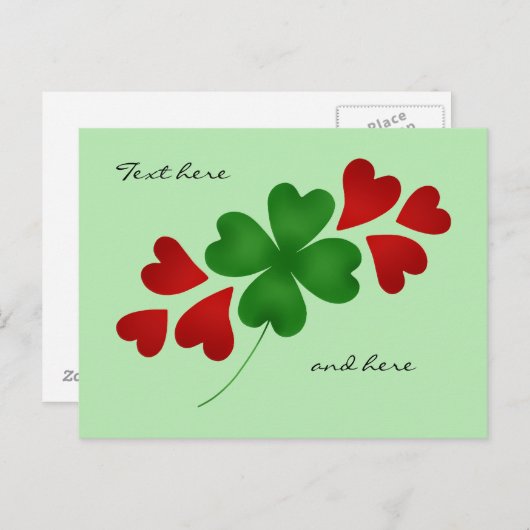 シャムロックとハートグ淡い色のリーン ポストカード (正面/裏面)