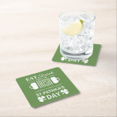 シャムロックとビールアイリッシュセントパトリックの日 スクエアペーパーコースター (インサイチュ)