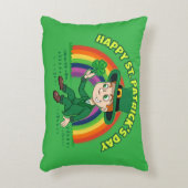 シャムロックとレインボーを備えた可愛い漫画レプレシャン アクセントクッション (正面(垂直))
