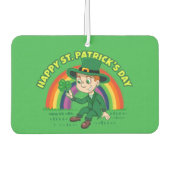 シャムロックとレインボーを備えた可愛い漫画レプレシャン カーエアーフレッシュナー (正面)