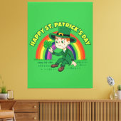 シャムロックとレインボーを備えた可愛い漫画レプレシャン キャンバスプリント (インサイチュ (リビング))