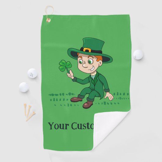 シャムロックとレインボーを備えた可愛い漫画レプレシャン ゴルフタオル (インサイチュ)