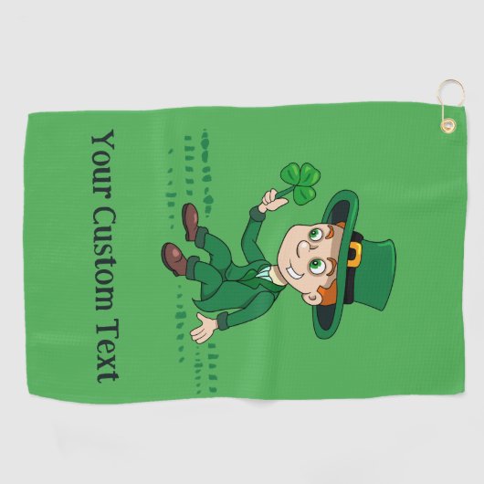 シャムロックとレインボーを備えた可愛い漫画レプレシャン ゴルフタオル (横)