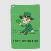 シャムロックとレインボーを備えた可愛い漫画レプレシャン ゴルフタオル (正面)