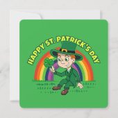 シャムロックとレインボーを備えた可愛い漫画レプレシャン シーズンカード (正面)