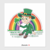 シャムロックとレインボーを備えた可愛い漫画レプレシャン シール (シート)