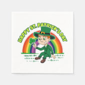 シャムロックとレインボーを備えた可愛い漫画レプレシャン スタンダードカクテルナプキン (正面)