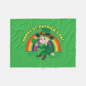 シャムロックとレインボーを備えた可愛い漫画レプレシャン フリースブランケット (正面(横))