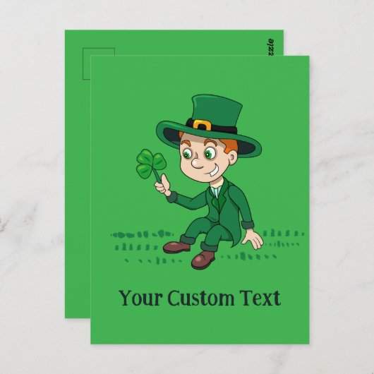 シャムロックとレインボーを備えた可愛い漫画レプレシャン ポストカード (正面/裏面)