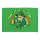 シャムロックとレインボーを備えた可愛い漫画レプレシャン 枕カバー (正面)