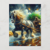 シャムロックと人々を引っ張るジプシー・バンナー ポストカード (正面)