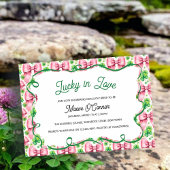 シャムロックと弓ピンクとグリーンブライダルシャワー 招待状