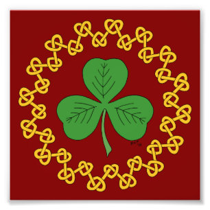 シャムロックと結び糸細工オンレッド フォトプリント