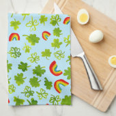 シャムロックと虹の水の色アイルランド キッチンタオル (四つ折り)