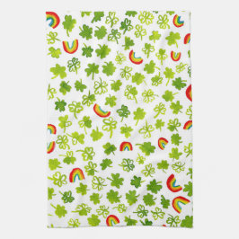 シャムロックと虹の水の色アイルランド キッチンタオル