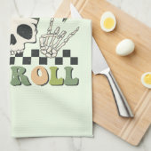 シャムロックと転が-スケルトンクローバー キッチンタオル (四つ折り)