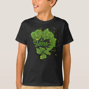 シャムロックと輝くハートが可愛いTシャツ Green Shamrocks   sparkling h Tシャツ