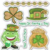 シャムロックと金ゴールドアイリッシュビニールセット シール (正面)