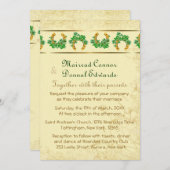 シャムロックと金ゴールドイ結婚リッシュ 招待状 (正面/裏面)