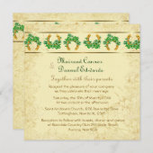 シャムロックと金ゴールドイ結婚リッシュ 招待状 (正面/裏面)