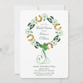 シャムロックと金ゴールドホースシューリースブライダルシャワー 招待状 (正面)