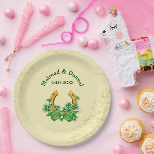 シャムロックと金ゴールド結婚アイルランドカスタマイズ- ペーパープレート (パーティー)