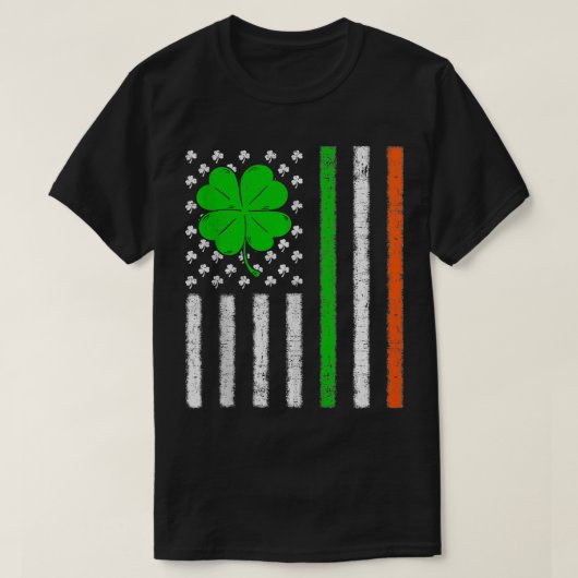 シャムロックとSt patricks・ダのアメリカ国旗 Tシャツ (デザイン正面)