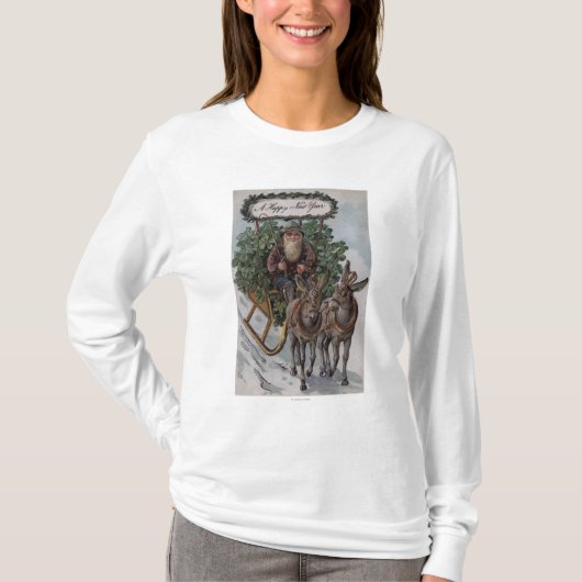 シャムロックのそりを運転しているアイルランド人 Tシャツ (正面)