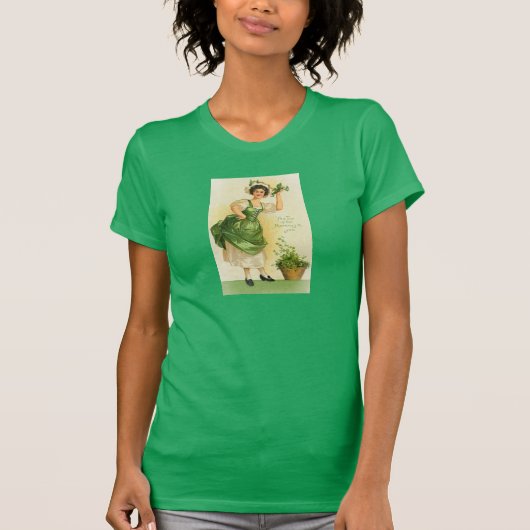 シャムロックのアイルランドの少女 Tシャツ (正面)