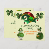 シャムロックのエルフ帽子 セントパトリックデーのパーティー 招待状 (正面/裏面)